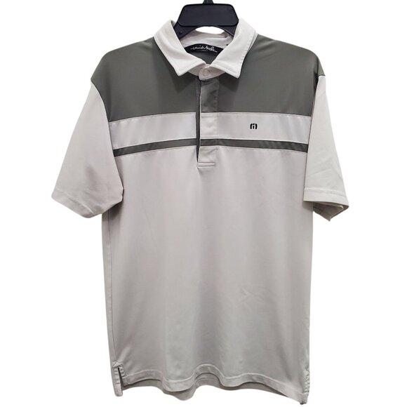 Travis Matthew Men's 2-Tone Gray Colorblock Short Sleeve Athletic Golf Polo Sz L - Picture 1 of 9